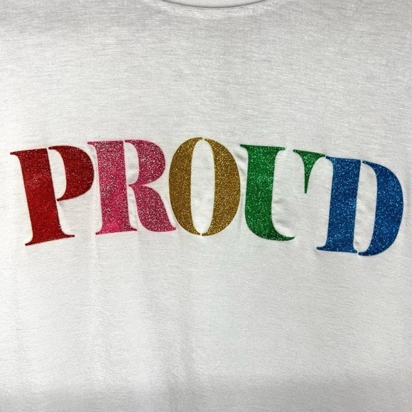 Beach Riot PROUD Rainbow Graphic Crew Neck Crop T Shirt Women’s Large - Picture 8 of 12
